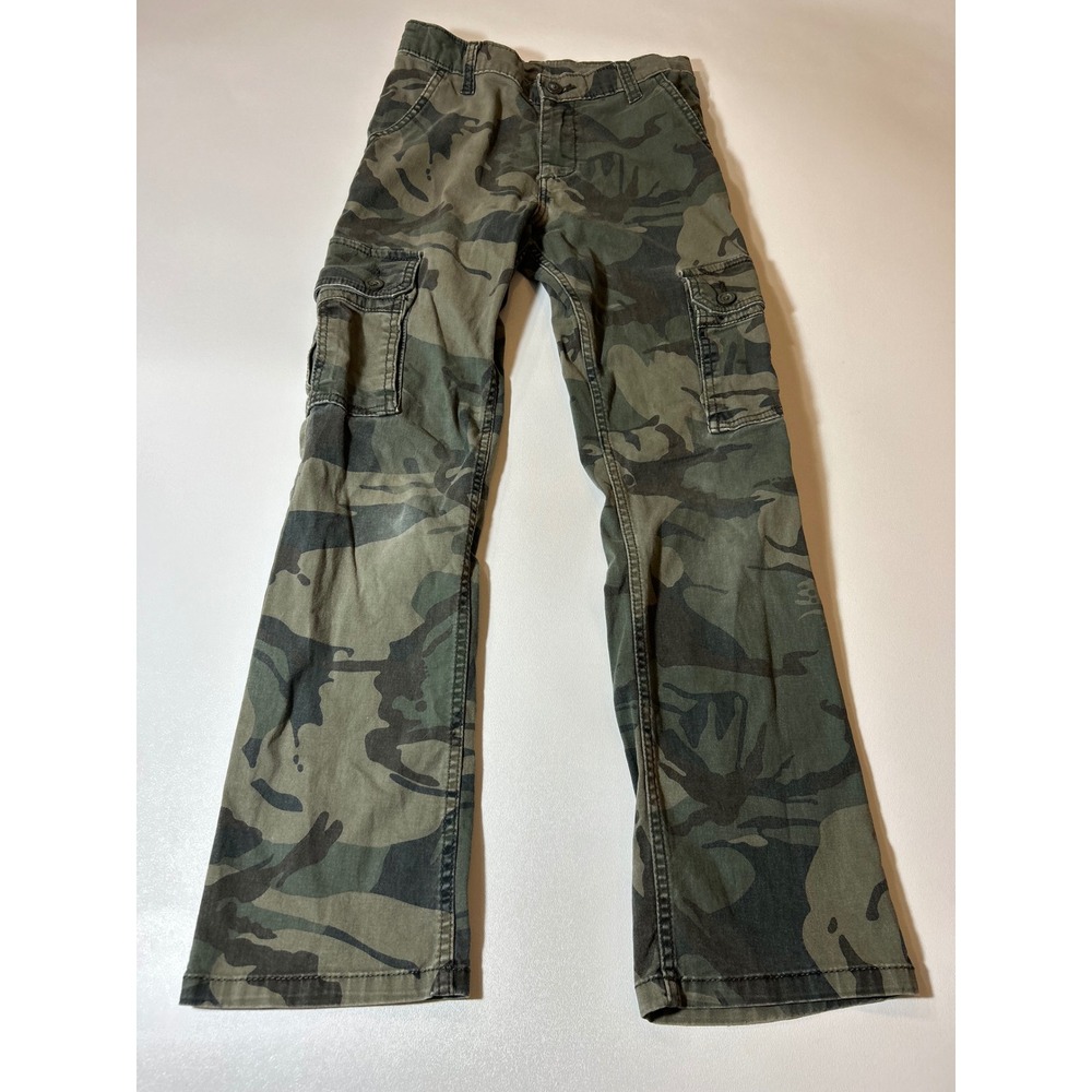 Wrangler Cargo Pants Boys 12 Slim Green Camo Stretch Straight Leg 9RKBW7E